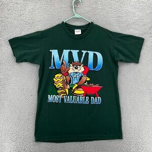 Vintage 90s Taz Looney Tunes T Shirt Men Large Green Single Stitch MVD